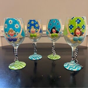 Fun Hand Painted Mermaid Wine Glasses (4)